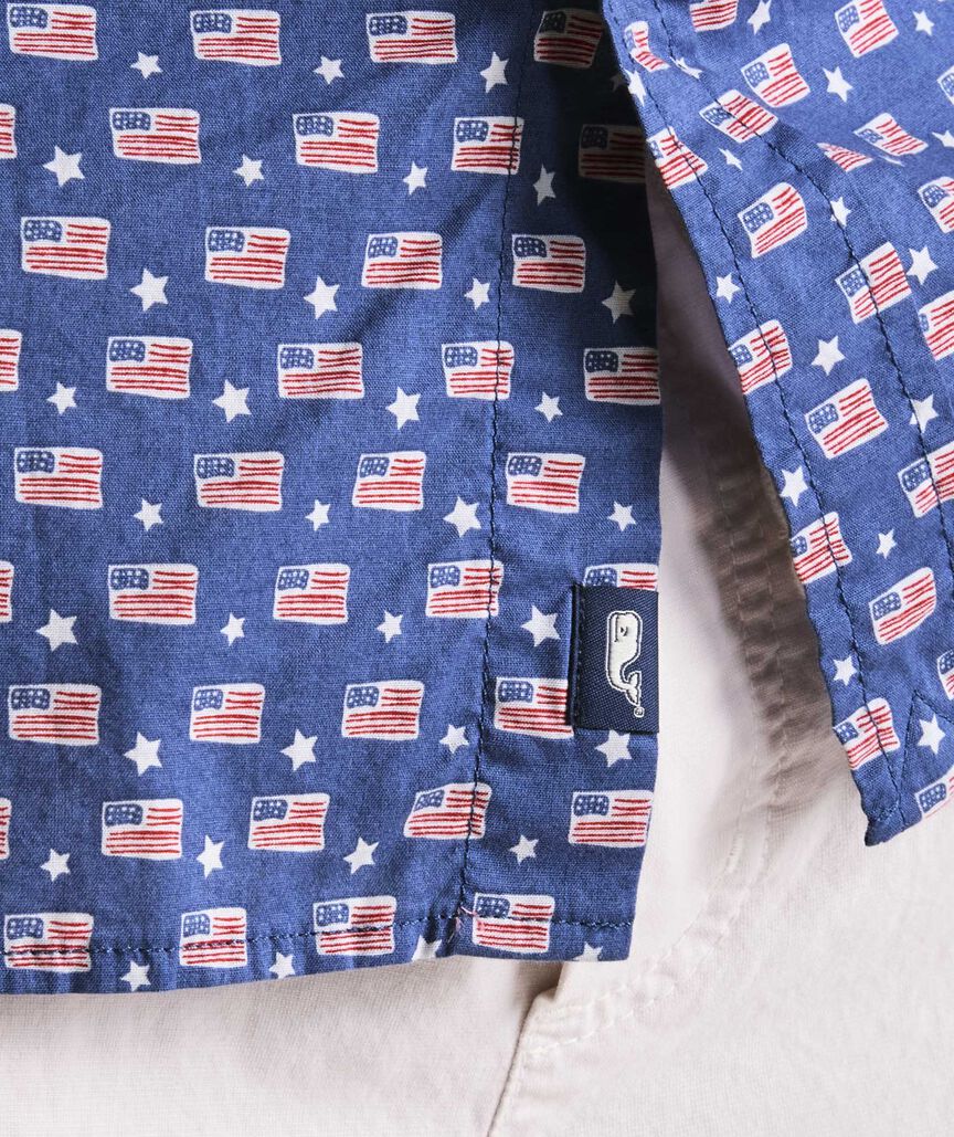 Flags & Stars Cotton Madras Short-Sleeve Shirt
