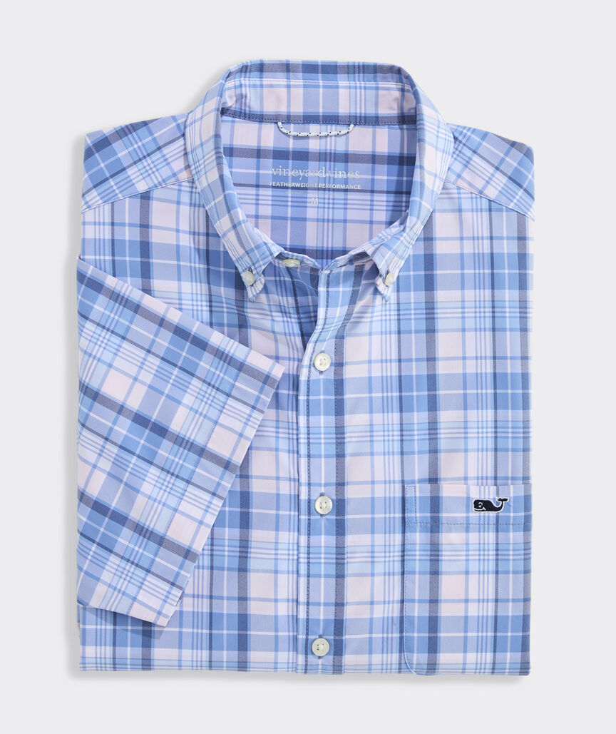 Performance Conch Shell Plaid Short-Sleeve Featherweight Shirt