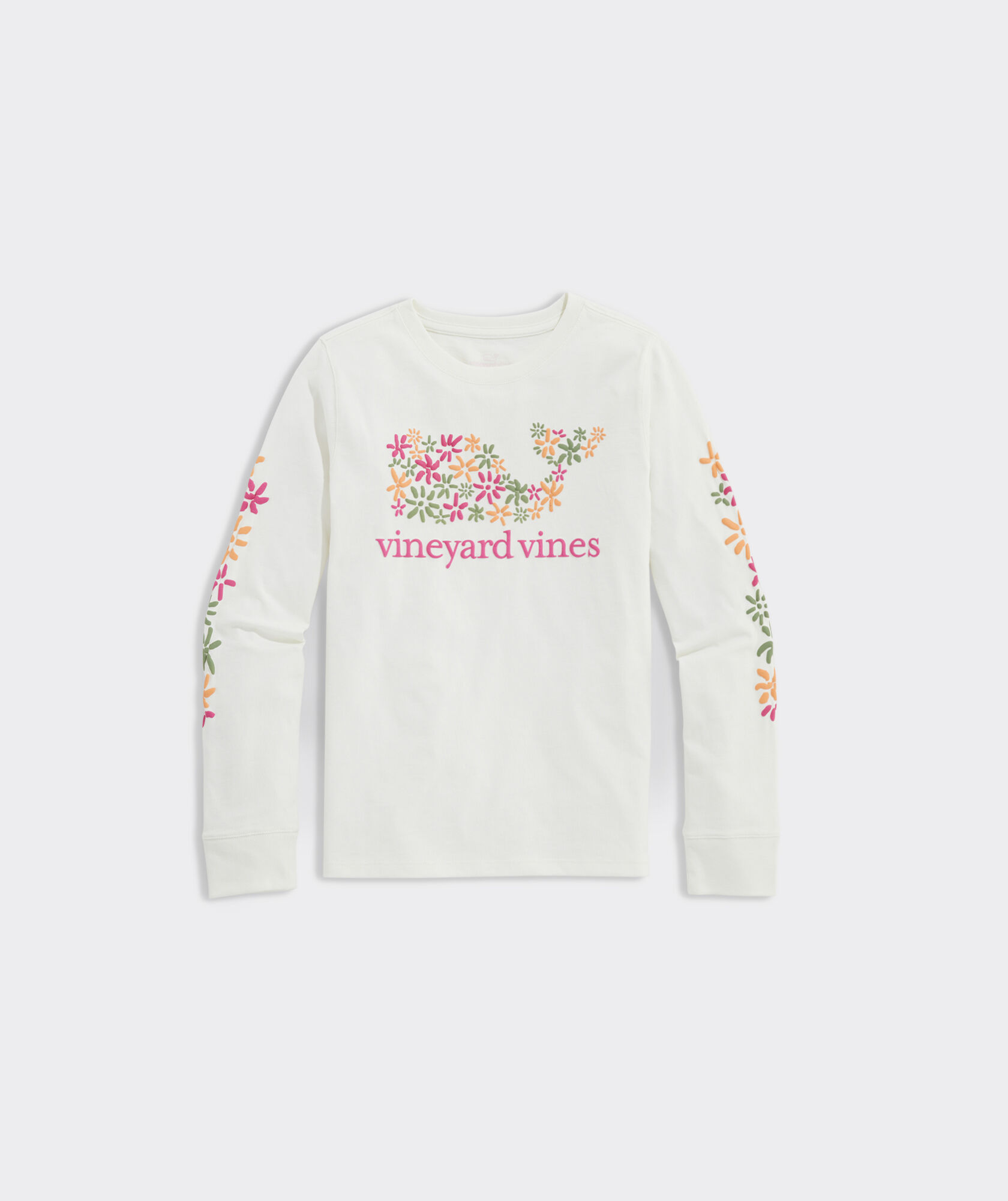Girls' Multi Floral Whale Fill Long-Sleeve Pocket Tee