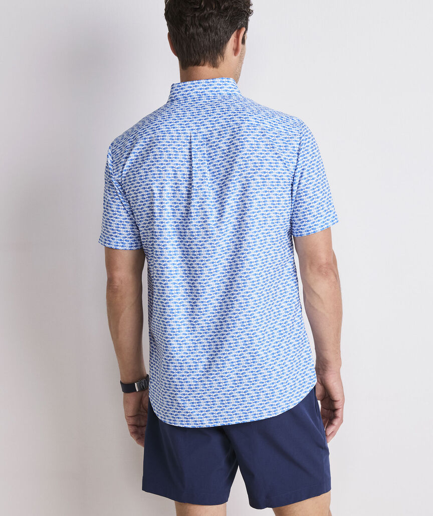 Micro Fish Short-Sleeve Performance Ripstop Shirt