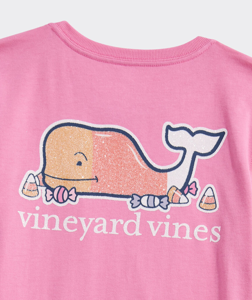 Girls' Glitter Candy Corn Whale Long-Sleeve Pocket Tee