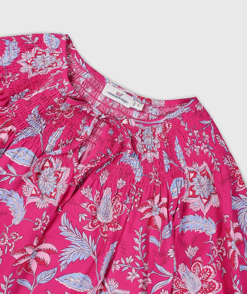 OUTLET Puff-Sleeve Smocked Top