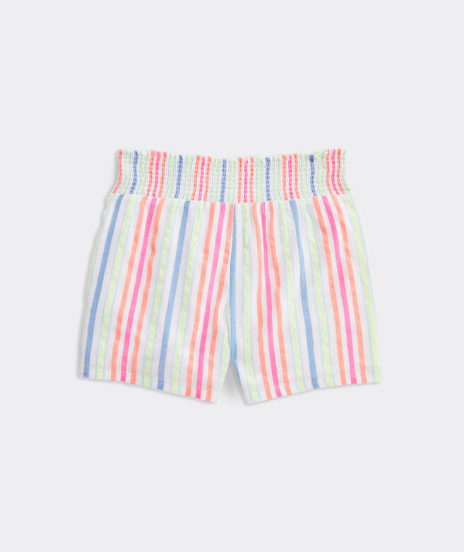 Girls' Guava Stripe Smocked Shorts