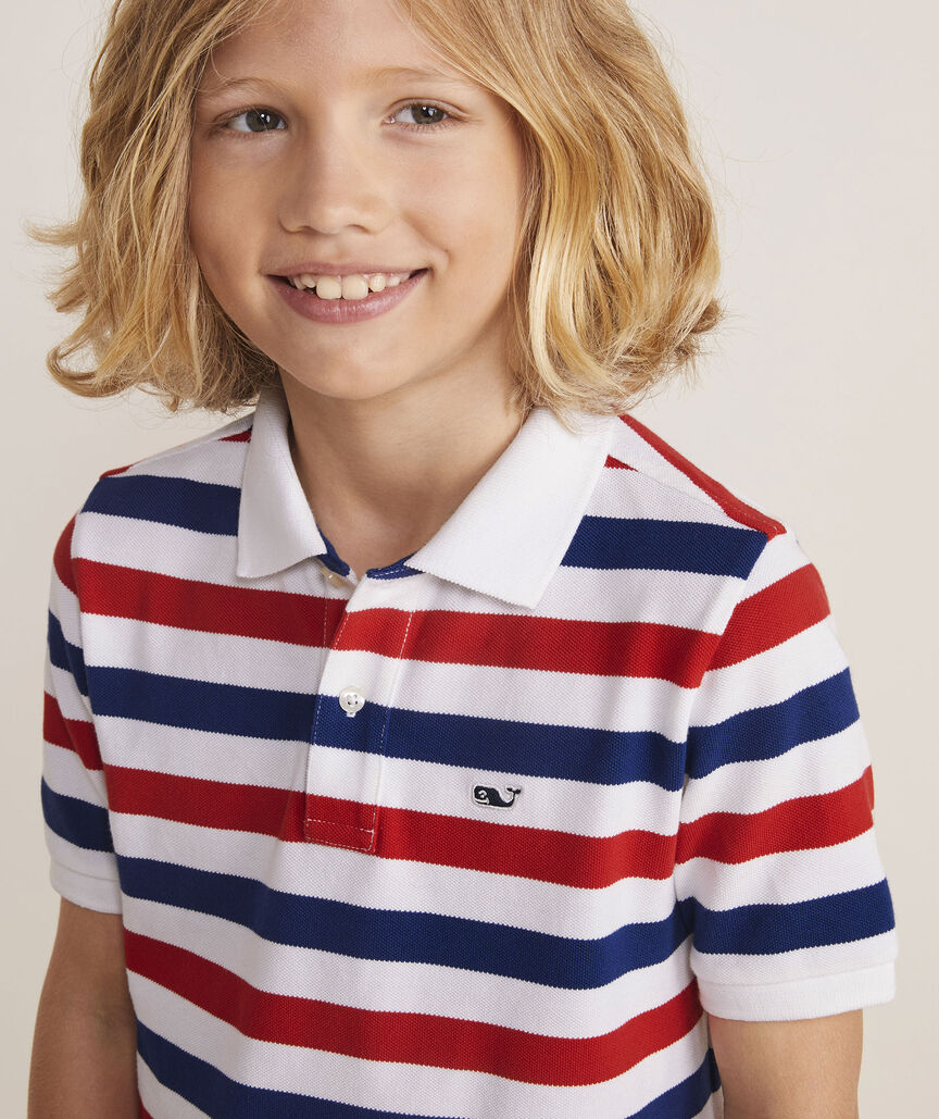 Boys' Striped Heritage Pique Polo
