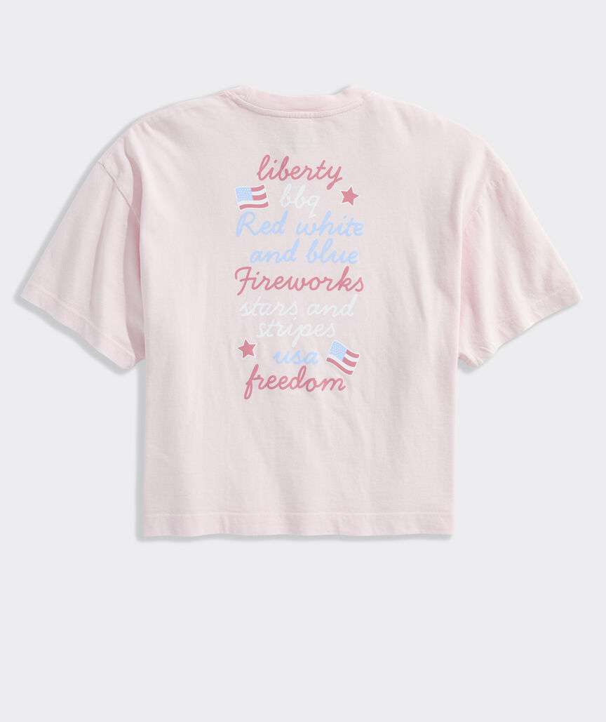 Women's Garment-Dyed USA Stacked Text Boxy Tee