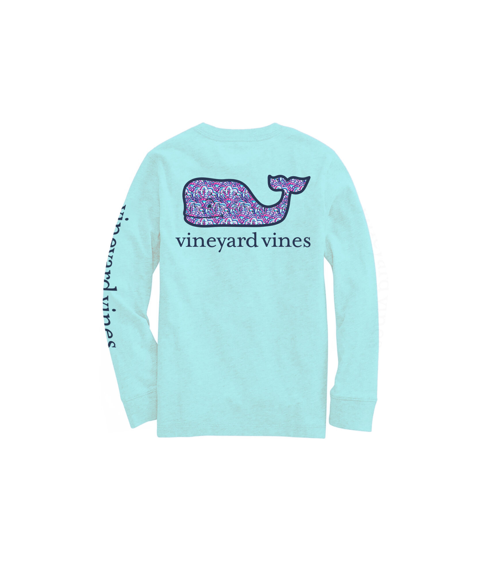OUTLET Kids' Scallop Print Whale Fill Long-Sleeve Pocket Tee