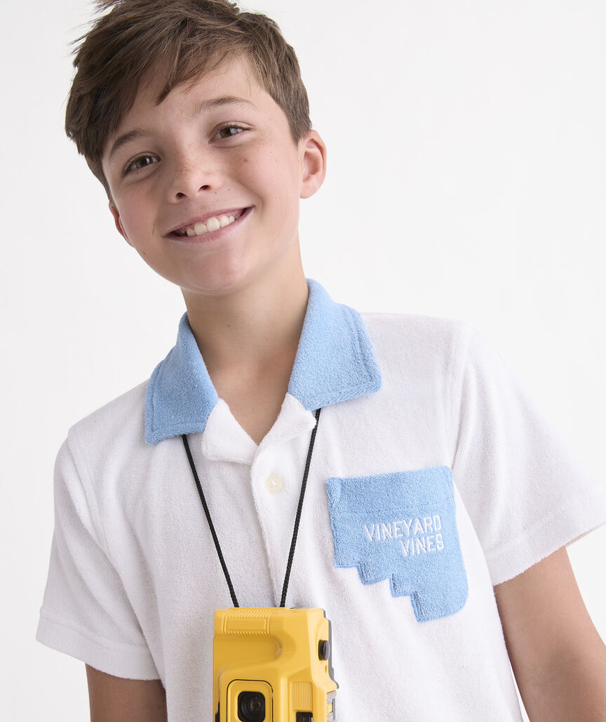 Boys' Shark Attack Terry Towel Cabana Shirt