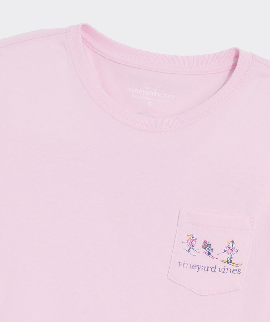 Women's Sketched Skiers Long-Sleeve Pocket Tee