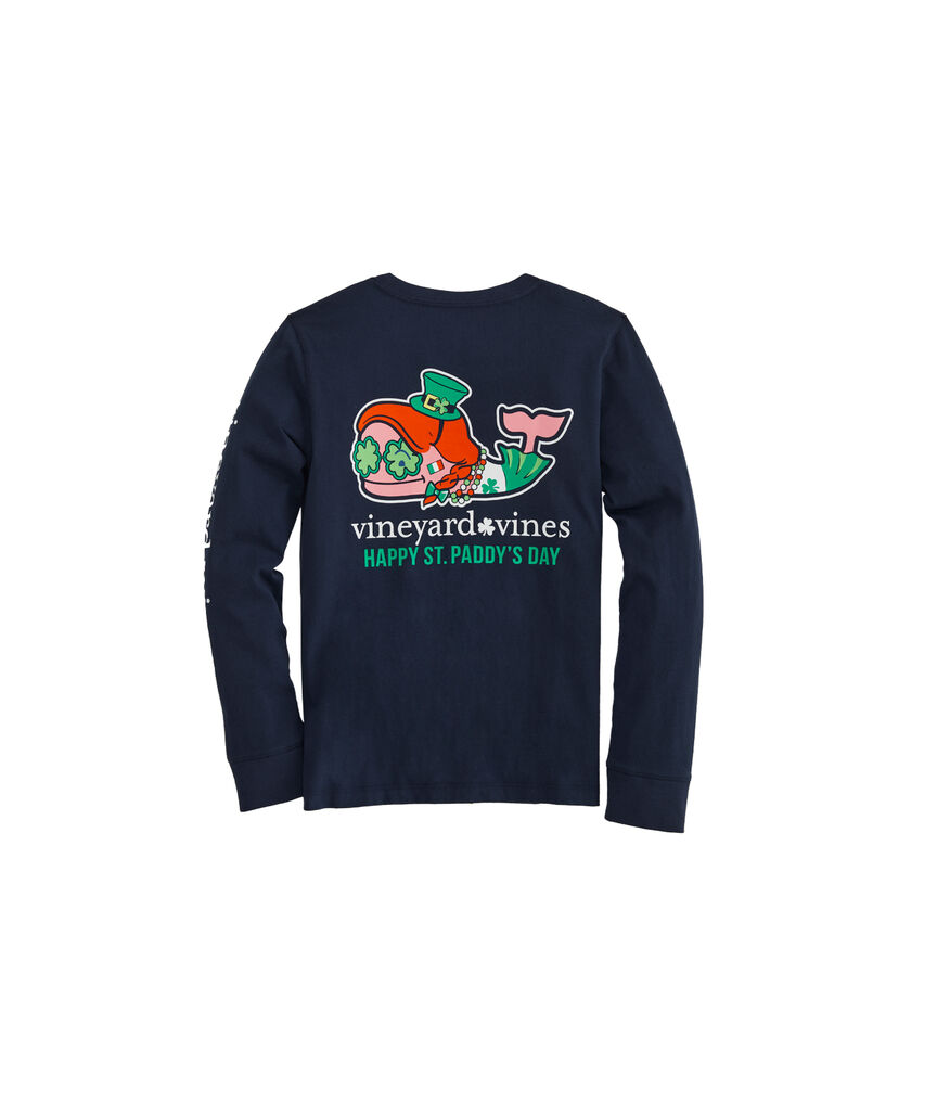 Girls' St. Paddy's Day Whale Long-Sleeve Pocket Tee