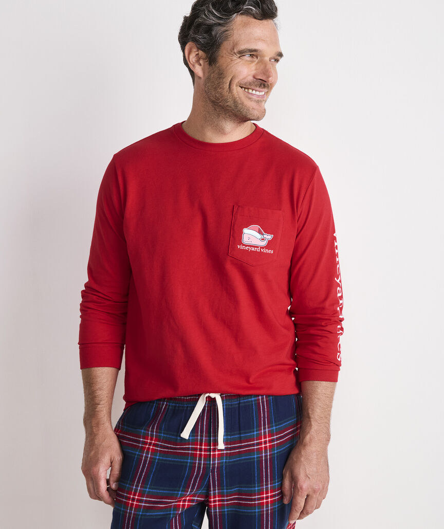 Santa Whale Long-Sleeve Pocket Tee