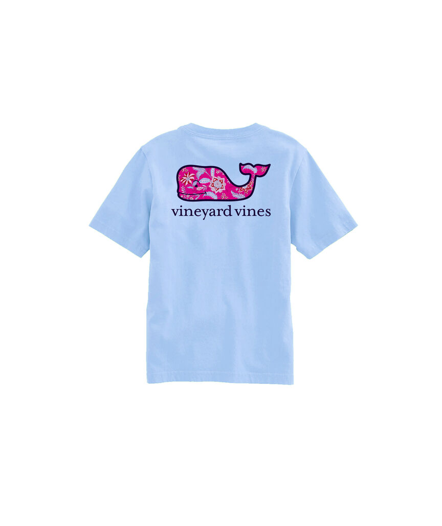 OUTLET Girls' Cassie Floral Whale Short-Sleeve Pocket Tee