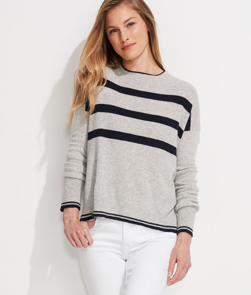 Striped Lofty Cashmere Crewneck Sweater
