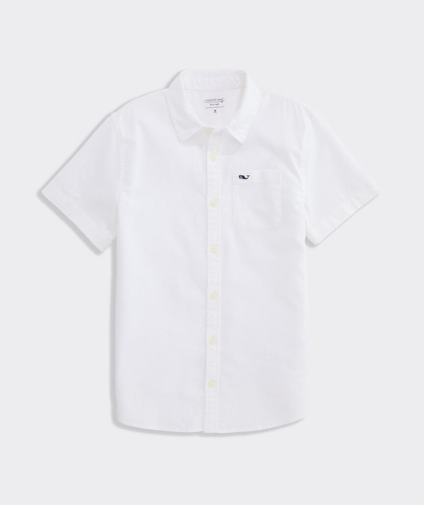 Boys' Surfside Solid Cotton Linen Short-Sleeve Shirt