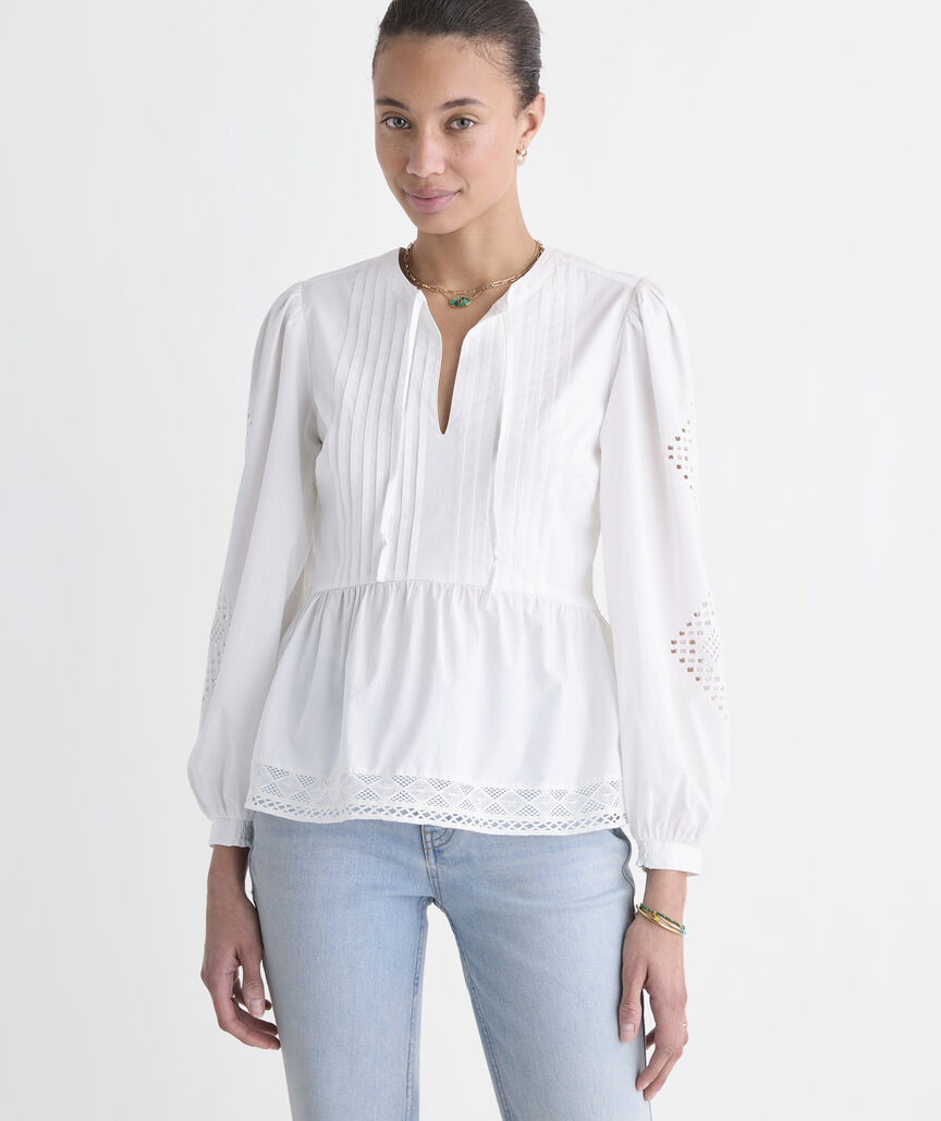 Nora Pintuck Eyelet Top