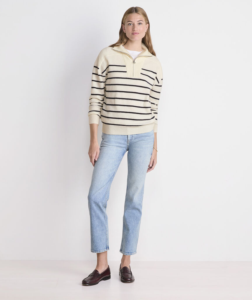 Breton Stripe Half-Zip Sweater
