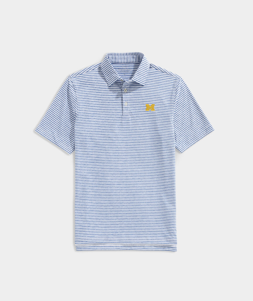 University of Michigan Performance Winstead Stripe Sankaty Polo