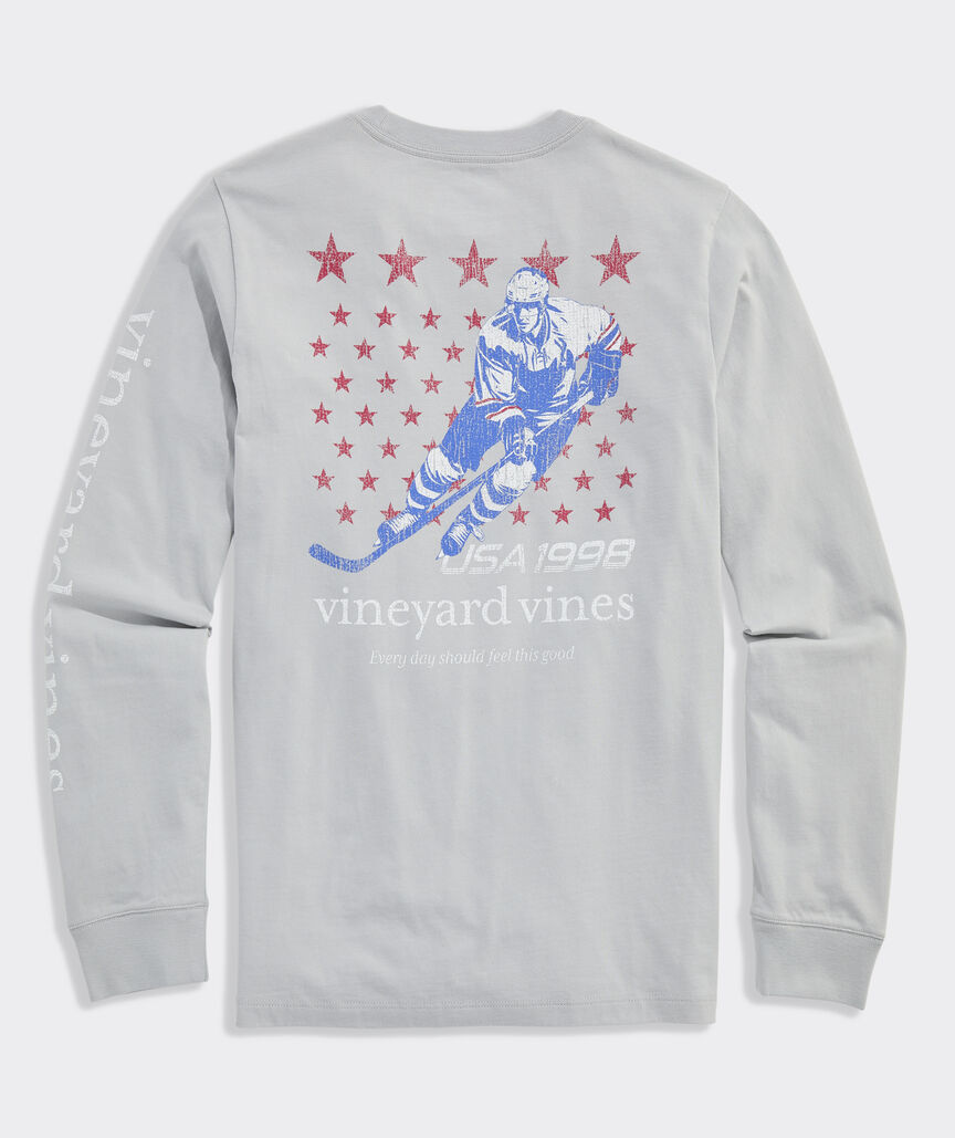 Boys' Hockey Player Long-Sleeve Pocket Tee