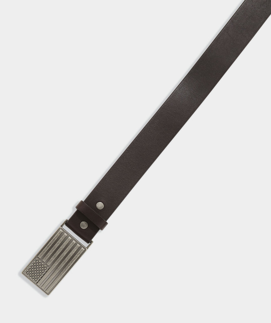 American Flag Buckle Leather Belt