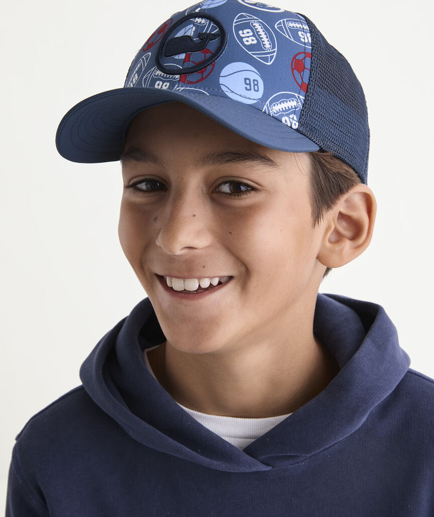 Boys' Performance Whale Dot Trucker Hat