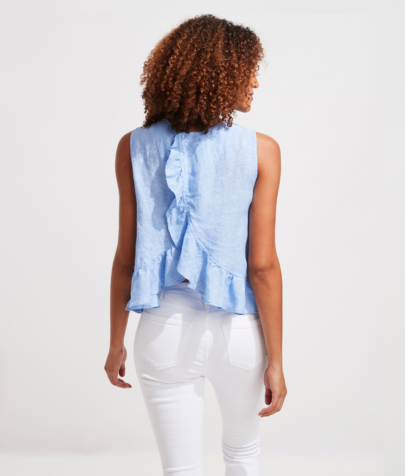linen ruffle top