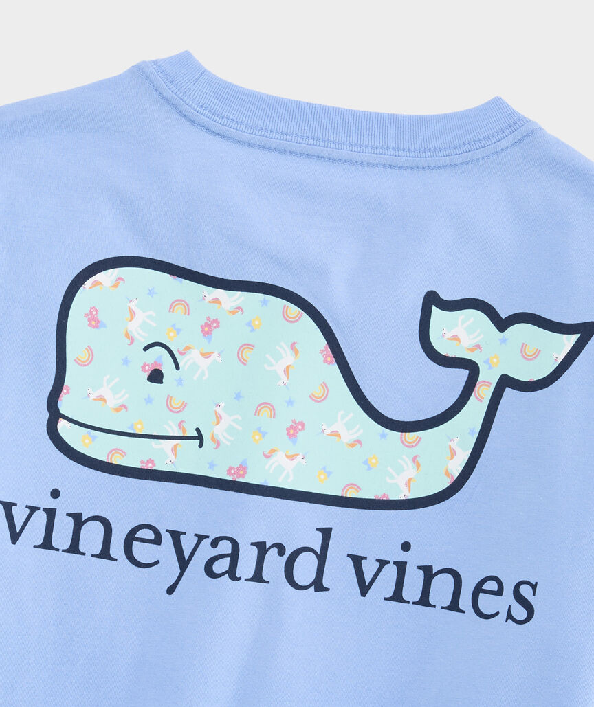 OUTLET Girls' Unicorn & Rainbows Whale Long-Sleeve Pocket Tee