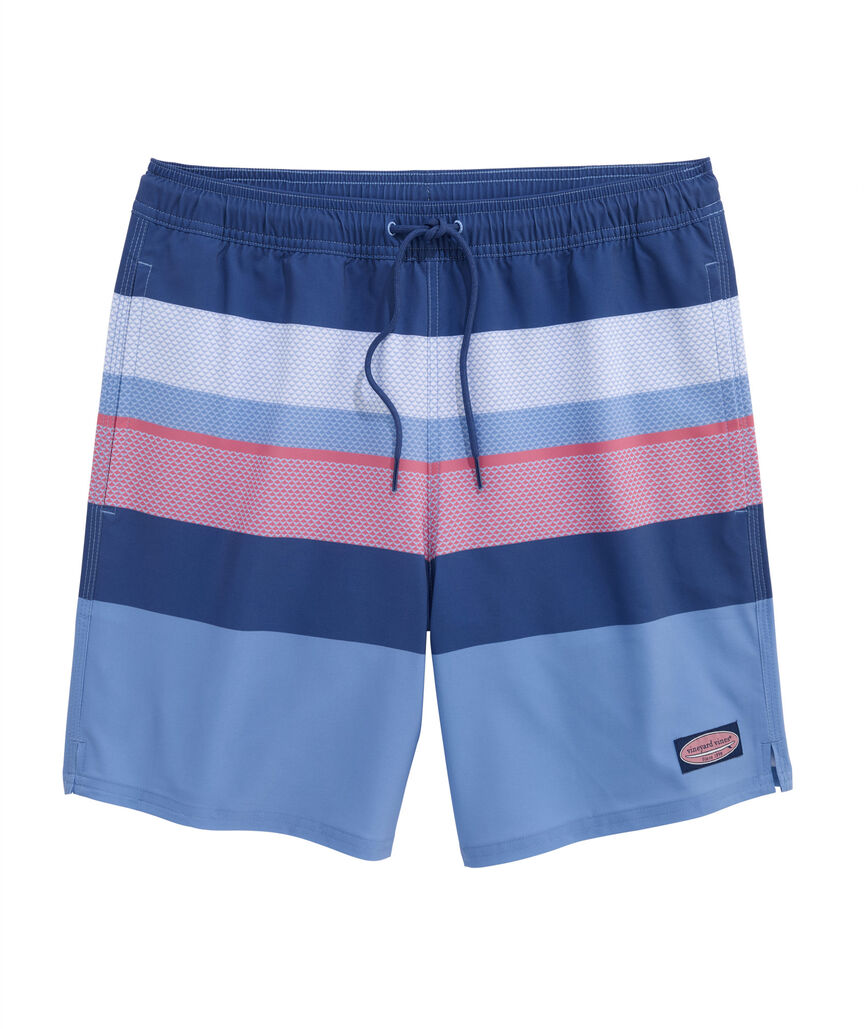 OUTLET 7 Inch Whale Tail Stripe Chappy Swim Trunks