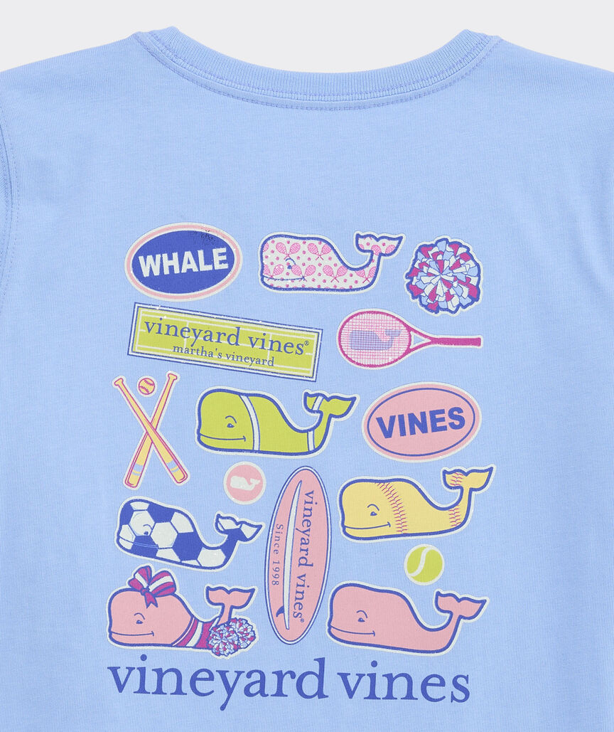Girls' Sticker Whale Short-Sleeve Pocket Tee