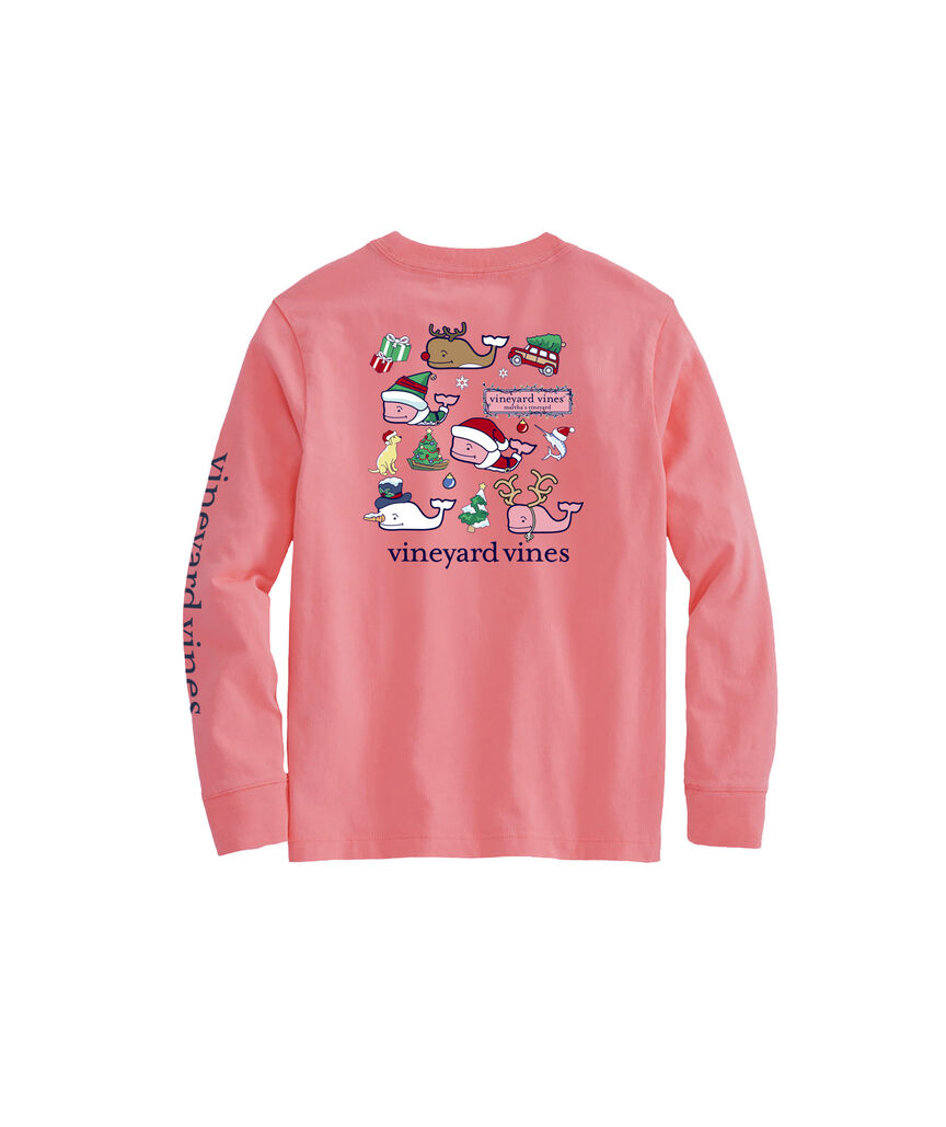 OUTLET Kids' Multi Holiday Sticker Long-Sleeve Pocket Tee