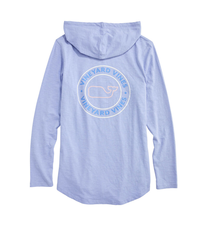 OUTLET Women's Slub Whale Dot Curved Hem Long-Sleeve Hoodie Tee