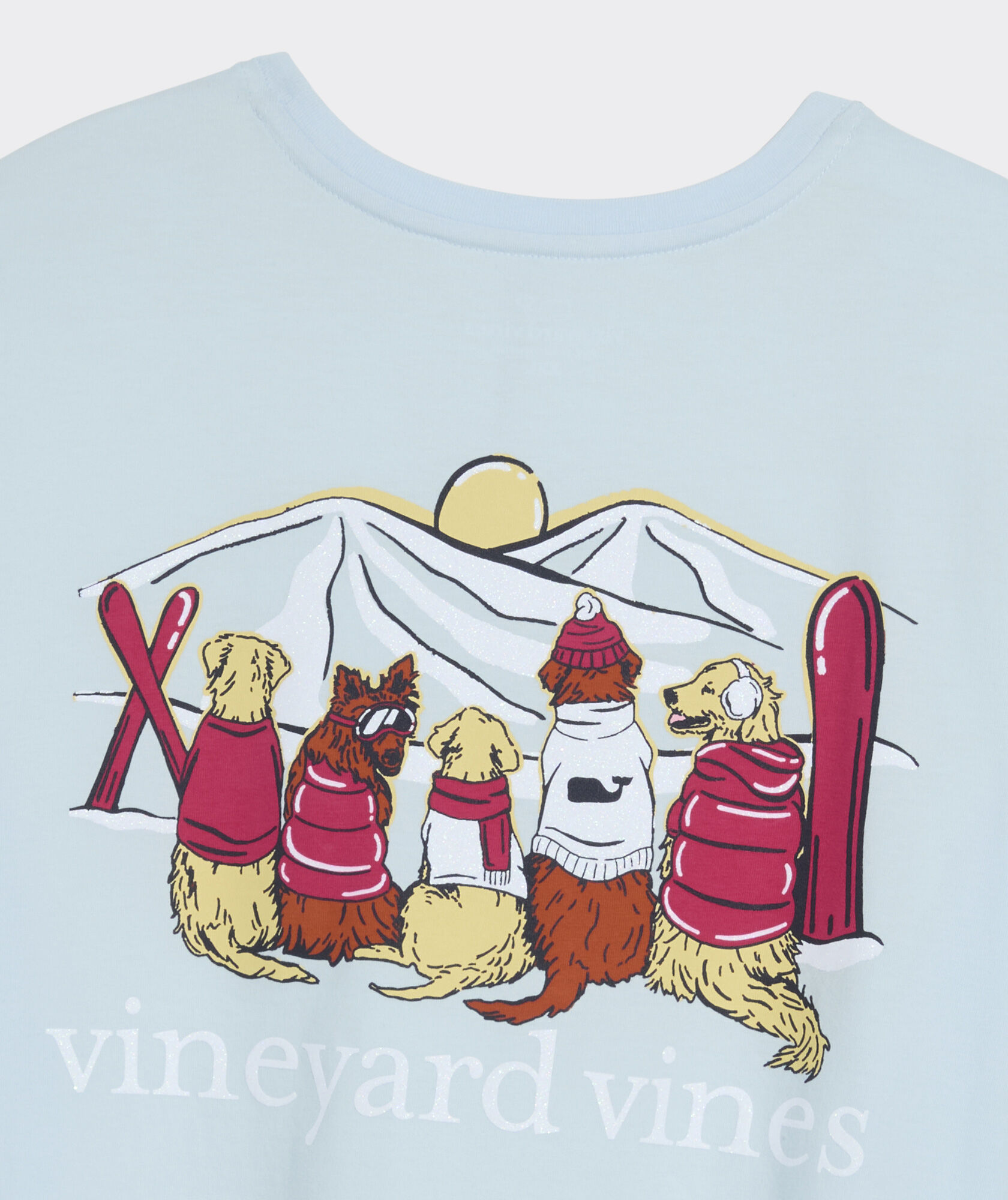 Women's Sunset Ski Pups Long-Sleeve Pocket Tee