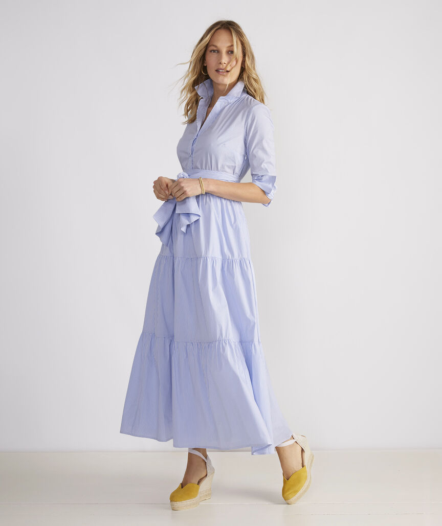 Shop Kentucky Derby Striped Tiered Shirtdress at vineyard vines