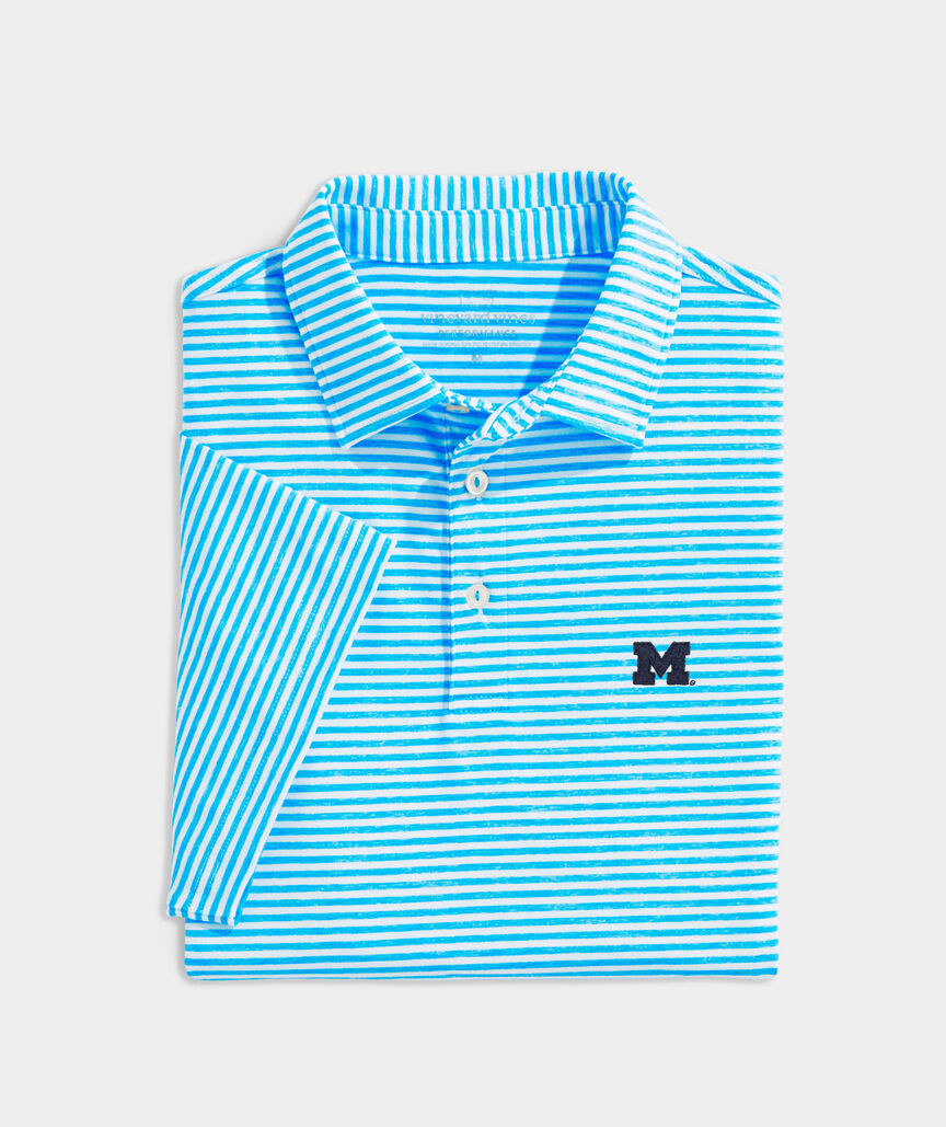 University of Michigan Performance Winstead Stripe Sankaty Polo