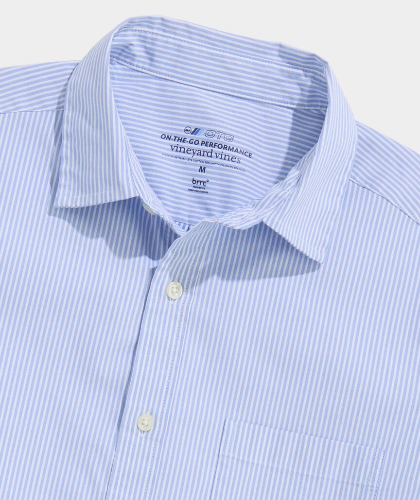 Tiburon Stripe Performance Cotton Short-Sleeve Shirt