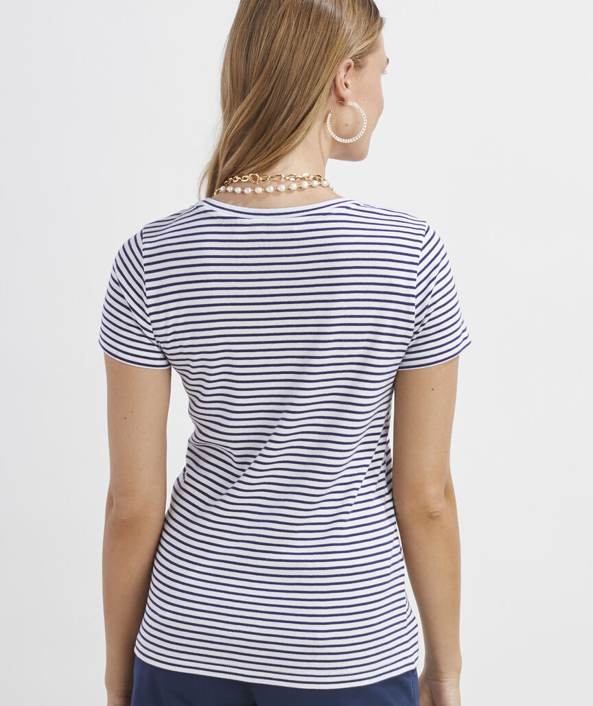 Striped V-Neck Simple Tee