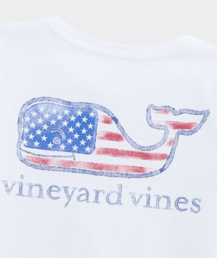 Girls' Water Color Flag Whale Short-Sleeve Pocket Tee