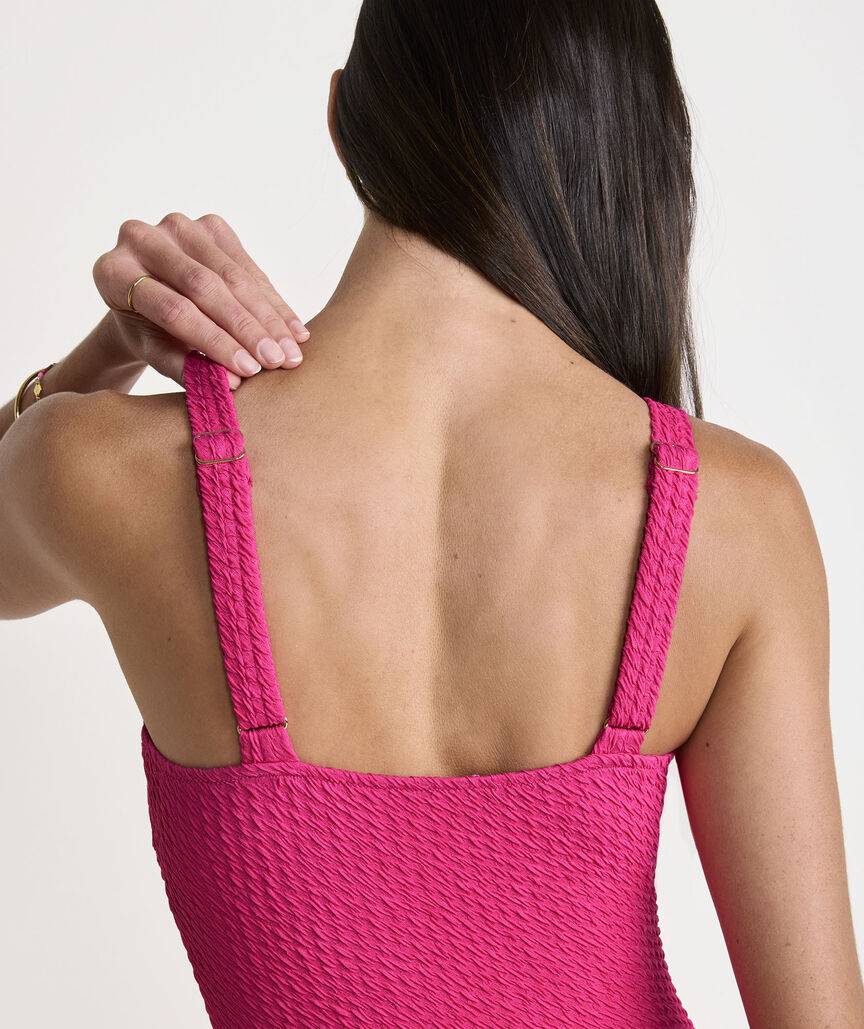 Textured Southampton Square Neck One-Piece