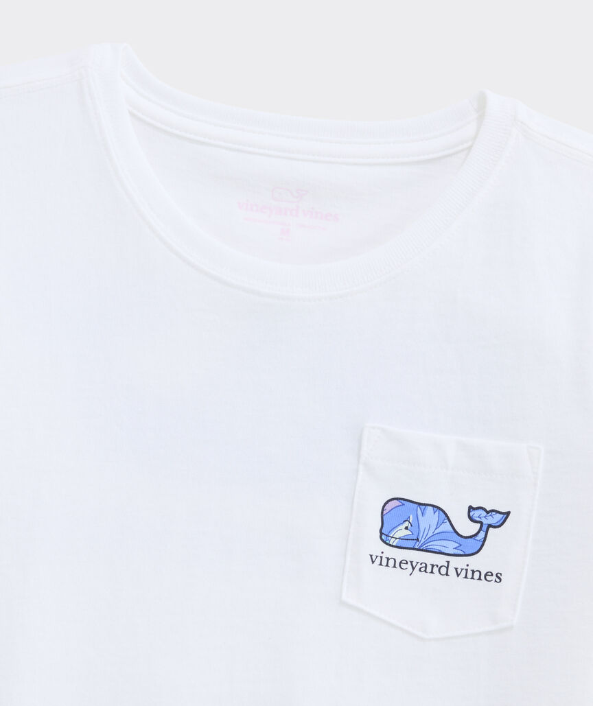 Girls' Hibiscus Block Print Whale Short-Sleeve Pocket Tee