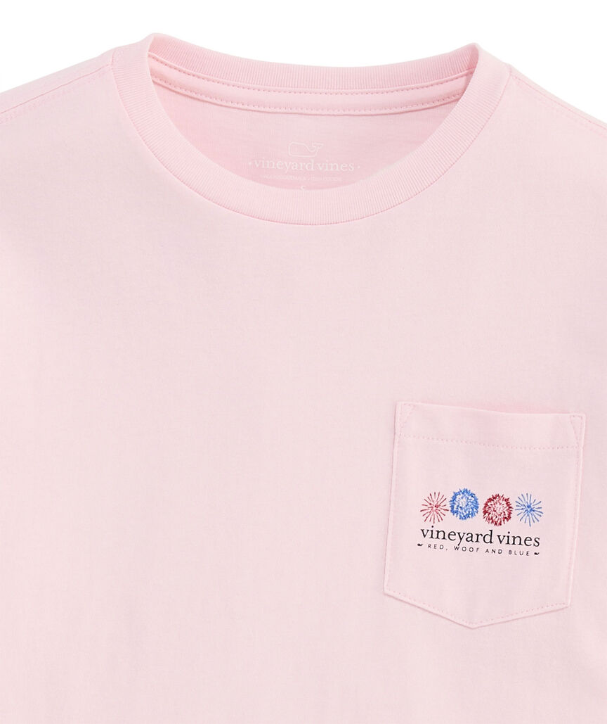 OUTLET Girls' Glitter Fourth Of July Puppies Short-Sleeve Pocket Tee