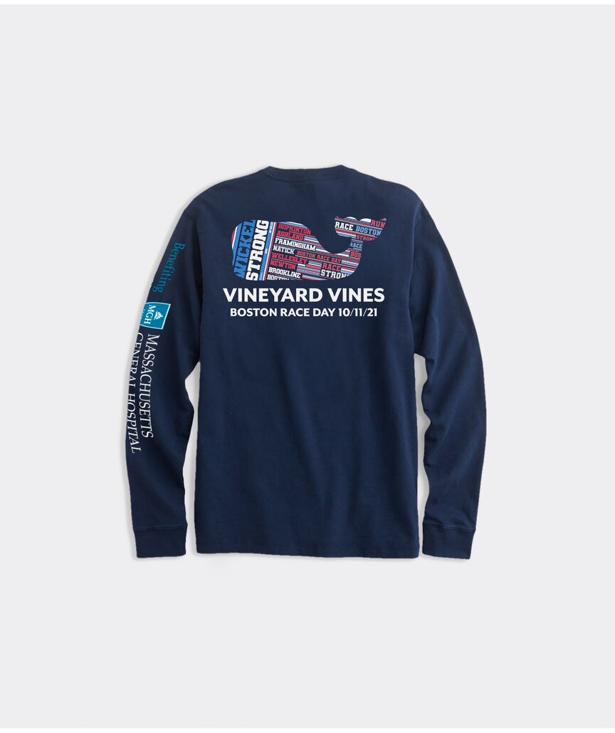 Wicked Strong Boston Marathon Whale Long-Sleeve Pocket Tee