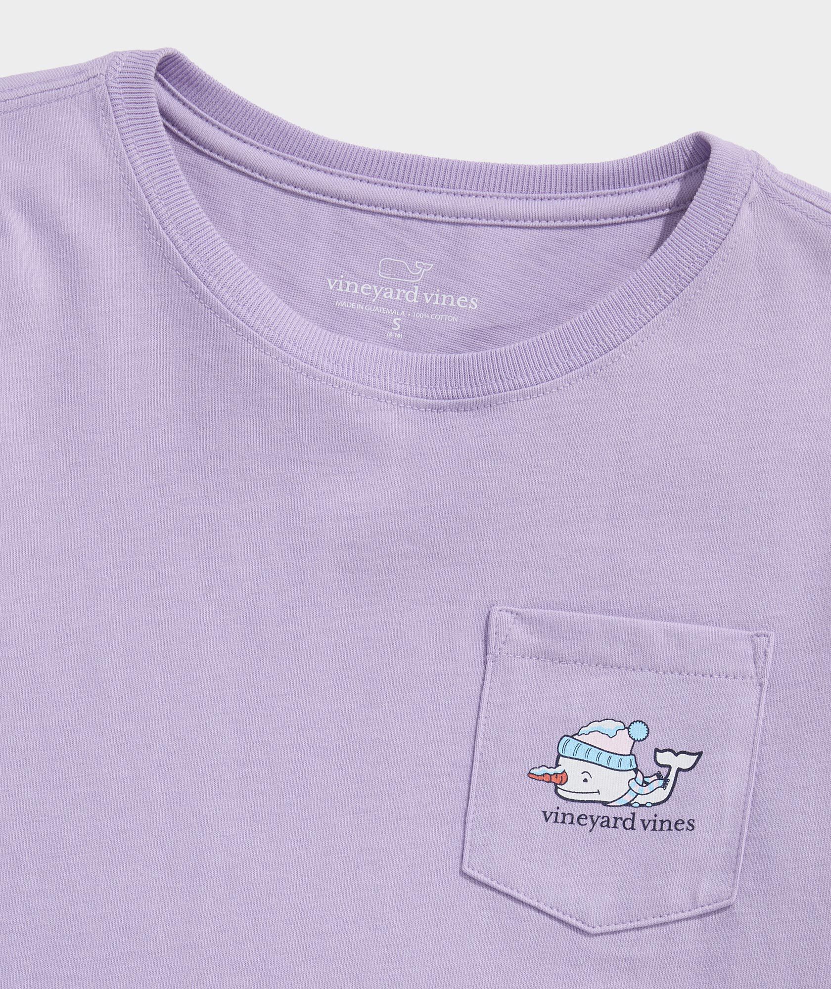 Girls' Glitter Snowman Whale Long-Sleeve Pocket Tee