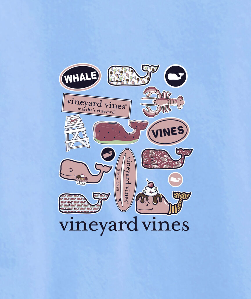 OUTLET Girls' Whale Stickers Short-Sleeve Pocket Tee