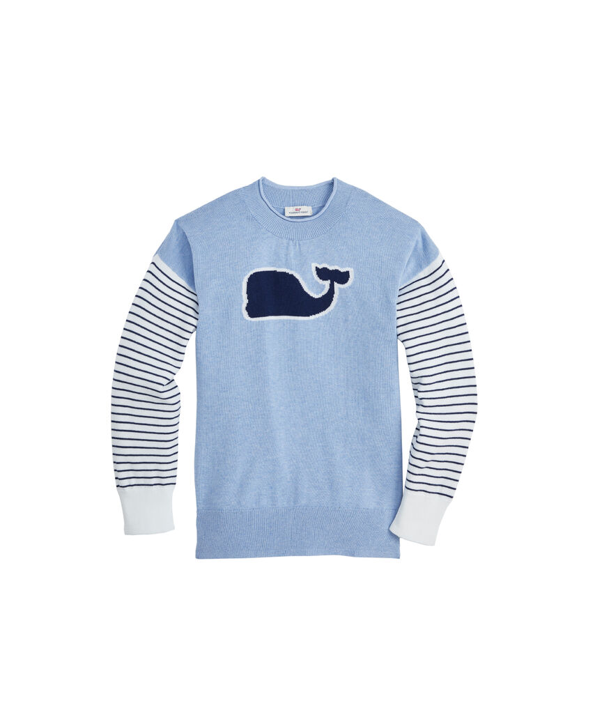 Girls Whale Intarsia Relaxed Crewneck Sweater