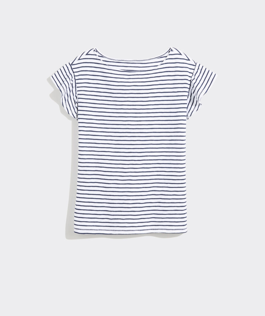 Slub Jersey Flutter-Sleeve Tee