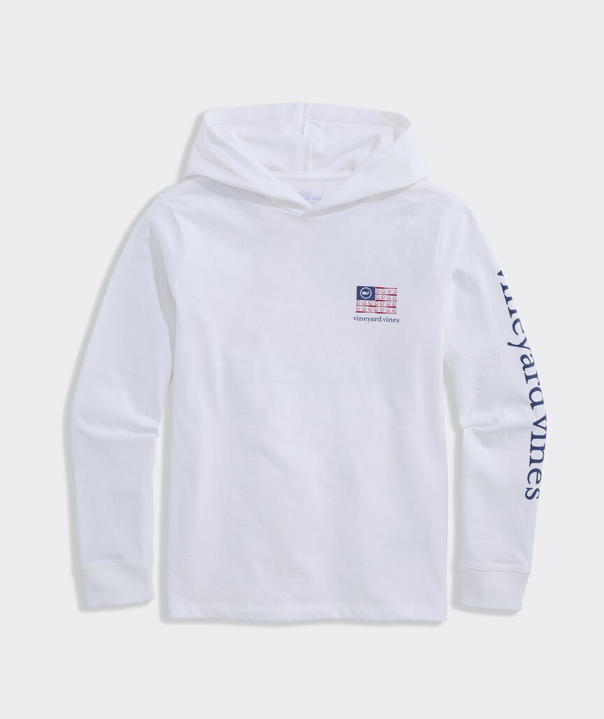 Boys' USA Baseball Flag Long-Sleeve Hoodie Tee