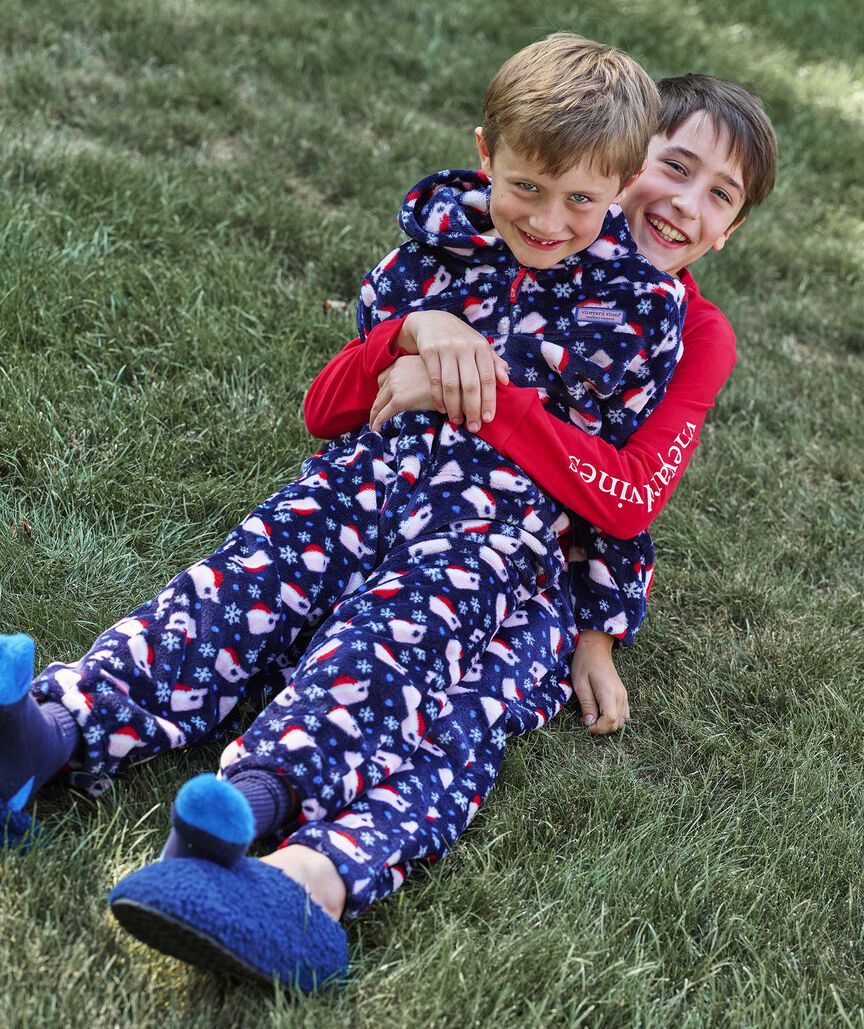 Kids' Hooded High-Pile One-Piece Pajamas