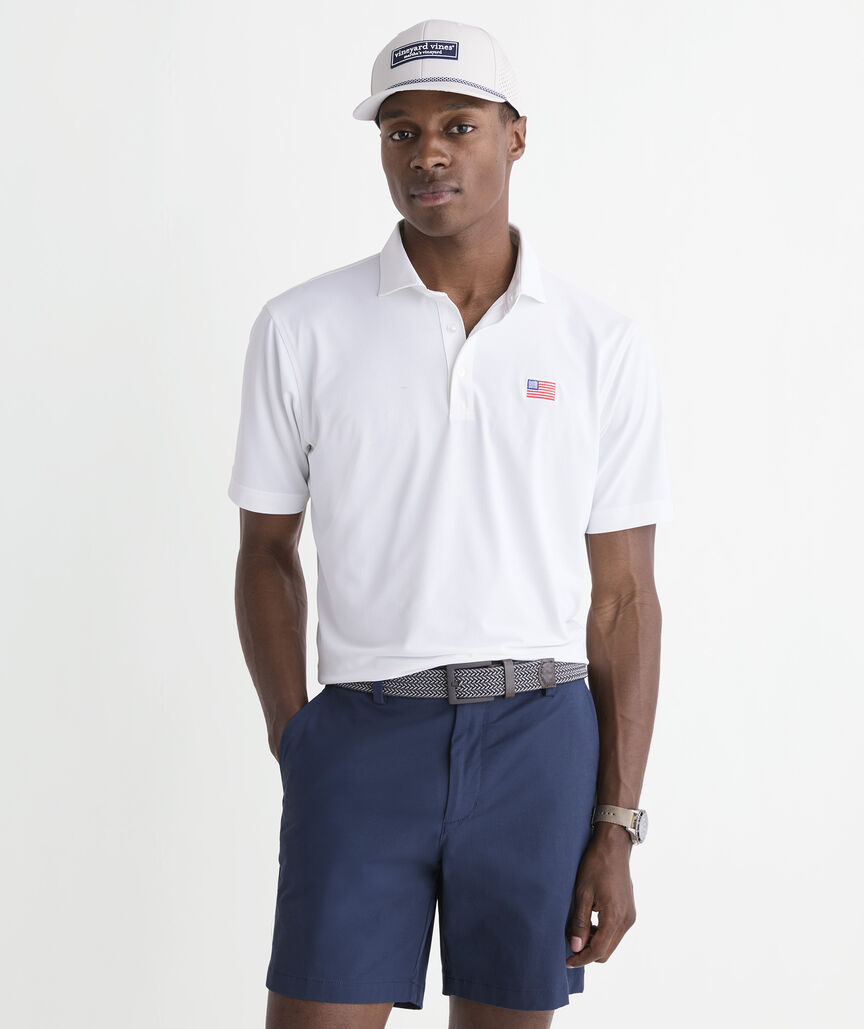 Performance American Flag Solid Sankaty Polo