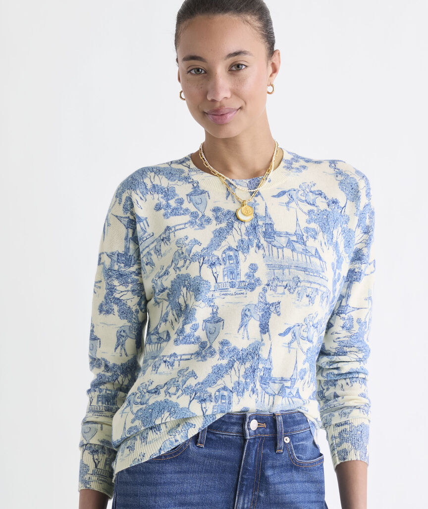 Kentucky Derby Women's Printed Wool Cashmere Sweater