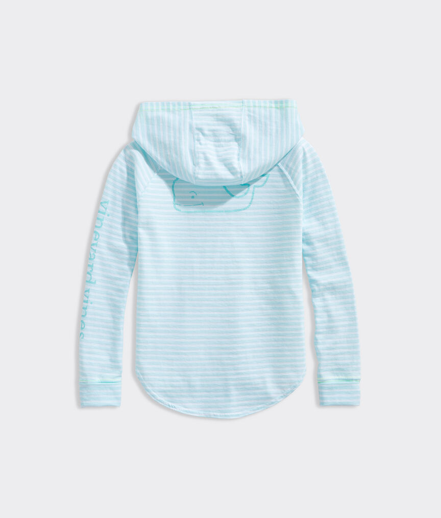 Girls' Beachcomber Stripe Vintage Whale Hoodie Tee