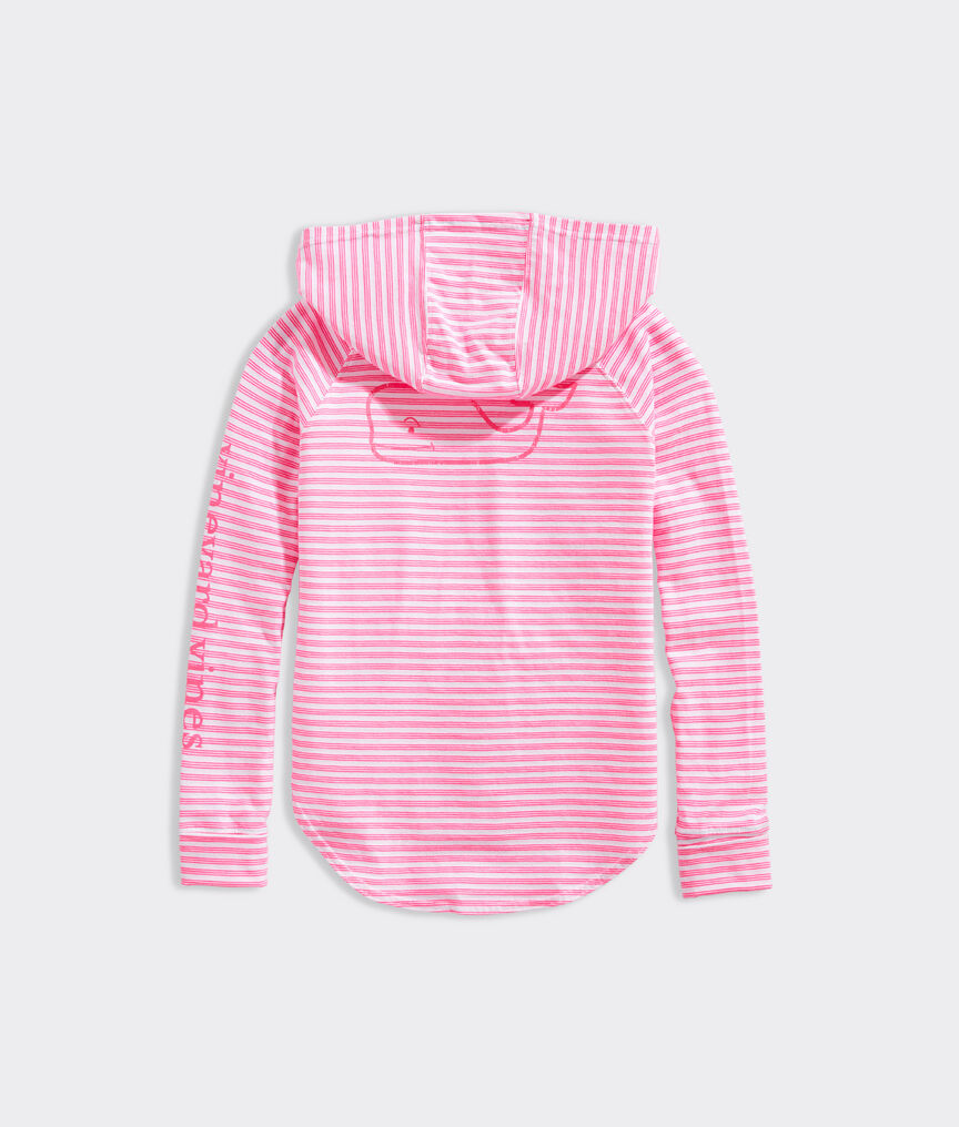 Girls' Beachcomber Stripe Vintage Whale Hoodie Tee