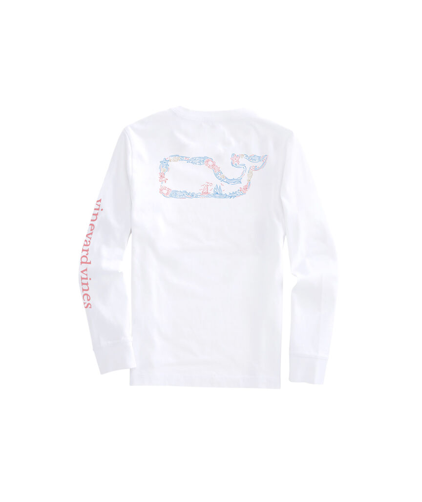 OUTLET Girls' Icons Whale Outline Long-Sleeve Pocket Tee